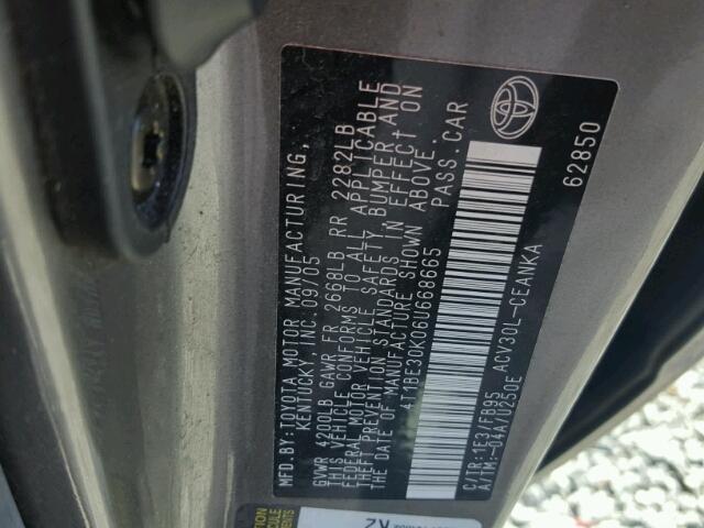 4T1BE30K06U668665 - 2006 TOYOTA CAMRY LE GRAY photo 10