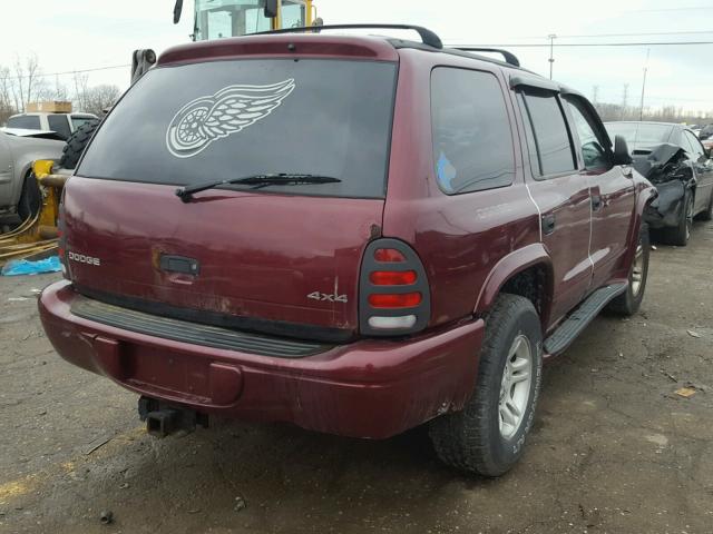 1B4HS28N91F641927 - 2001 DODGE DURANGO BURGUNDY photo 4