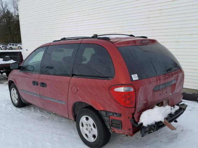 1B4GP25392B661233 - 2002 DODGE CARAVAN SE RED photo 3