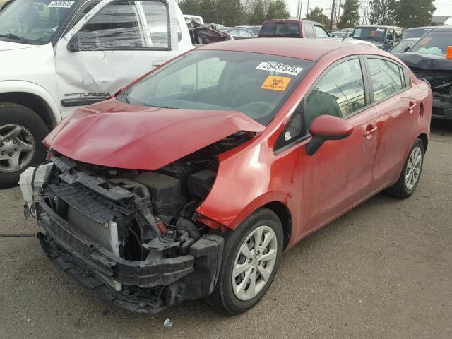 KNADM4A35E6352207 - 2014 KIA RIO LX RED photo 2