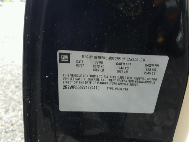 2G2WR554271224110 - 2007 PONTIAC GRAND PRIX BLACK photo 10