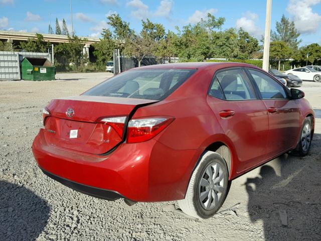 2T1BURHE4FC443512 - 2015 TOYOTA COROLLA L RED photo 4