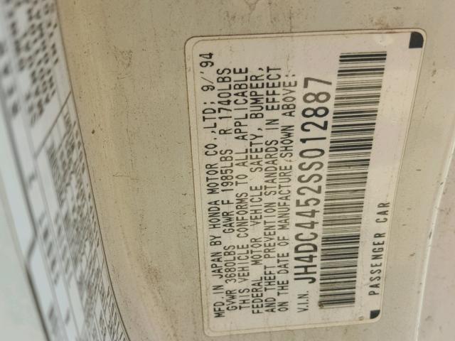 JH4DC4452SS012887 - 1995 ACURA INTEGRA LS WHITE photo 10