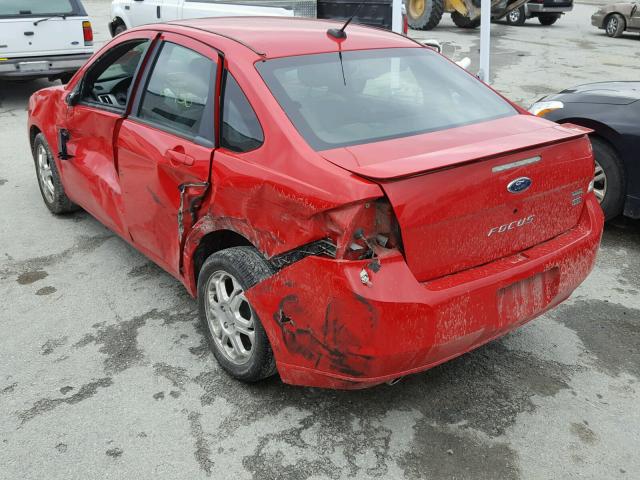 1FAHP35N38W273887 - 2008 FORD FOCUS SE RED photo 3