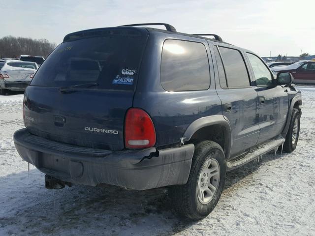 1B4HS38N62F192388 - 2002 DODGE DURANGO SP BLUE photo 4