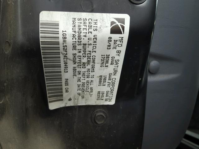1G8AL52F74Z104913 - 2004 SATURN ION LEVEL ვერცხლისფერი ფოტო 10