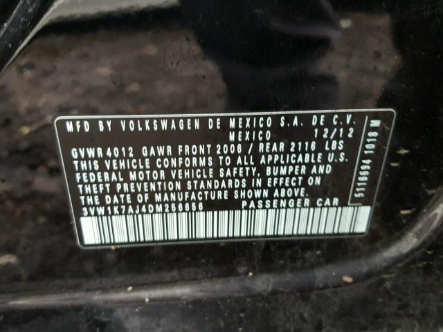 3VW1K7AJ4DM256656 - 2013 VOLKSWAGEN JETTA BASE 黑色 照片 10