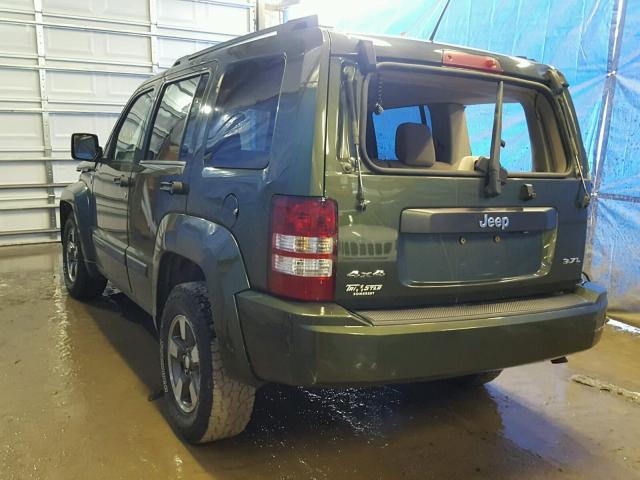 1J8GN28K98W164172 - 2008 JEEP LIBERTY SP GREEN photo 3