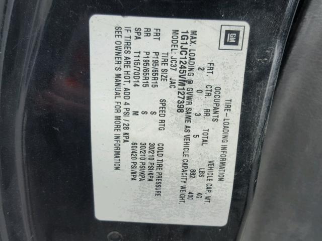 1G1JC1245VM127398 - 1997 CHEVROLET CAVALIER B BLACK photo 10