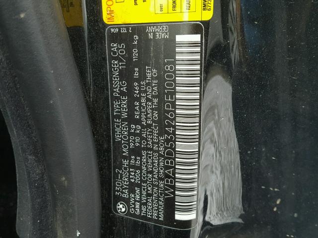 WBABD53426PE10081 - 2006 BMW 330 CI Qara foto 10