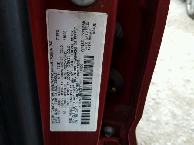 5TEGN92N63Z177833 - 2003 TOYOTA TACOMA DOU RED photo 10