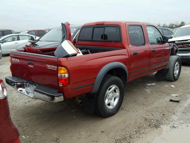 5TEGN92N63Z177833 - 2003 TOYOTA TACOMA DOU RED photo 4