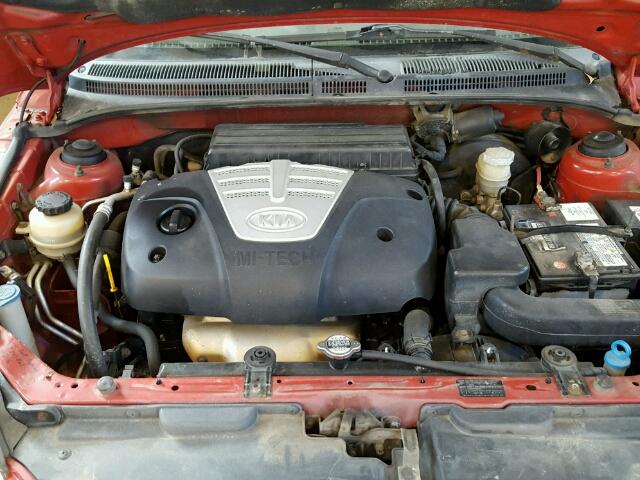 KNADC165156243058 - 2005 KIA RIO CINCO RED photo 7