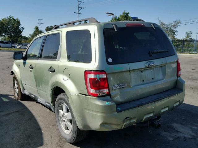 1FMCU03138KE62067 - 2008 FORD ESCAPE XLT GREEN photo 3