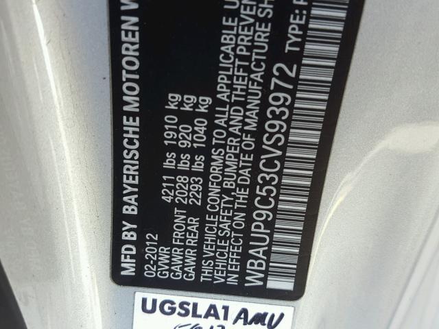 WBAUP9C53CVS93972 - 2012 BMW 128 I SILVER photo 10