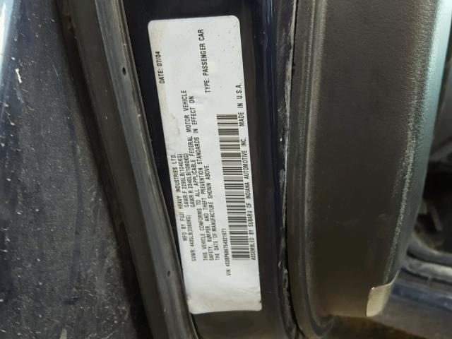 4S3BP686754321971 - 2005 SUBARU LEGACY GT BLUE photo 10