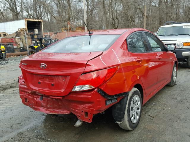 KMHCT4AE0FU921542 - 2015 HYUNDAI ACCENT GLS RED photo 4