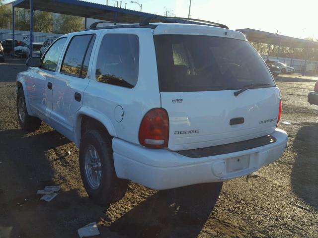 1B4HR48N52F153275 - 2002 DODGE DURANGO SL WHITE photo 3