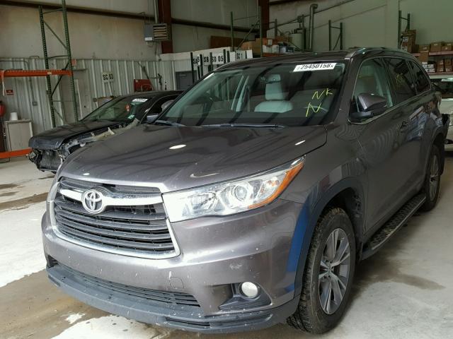 5TDKKRFH6FS109623 - 2015 TOYOTA HIGHLANDER GRAY photo 2