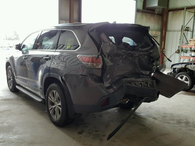 5TDKKRFH6FS109623 - 2015 TOYOTA HIGHLANDER GRAY photo 3