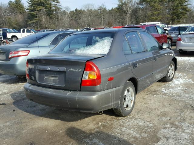 KMHCG45C21U225884 - 2001 HYUNDAI ACCENT GL GRAY photo 4