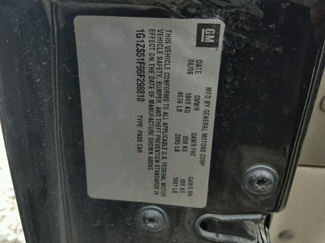 1G1ZS51F96F298810 - 2006 CHEVROLET MALIBU LS შავი ფოტო 10