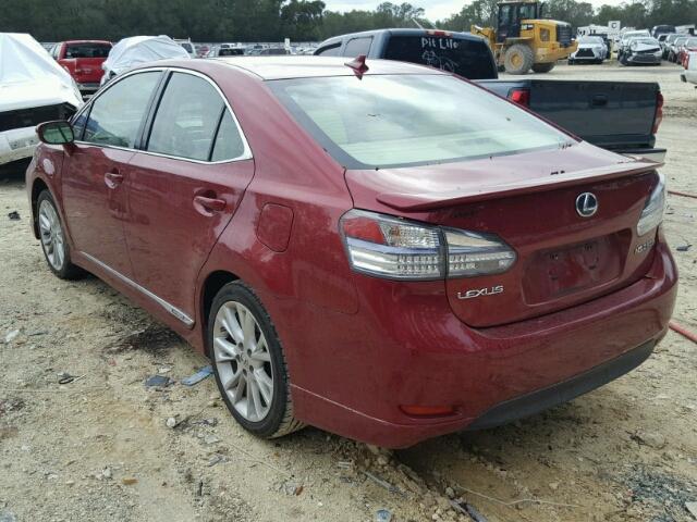 JTHBB1BA8A2002940 - 2010 LEXUS HS 250H BURGUNDY photo 3