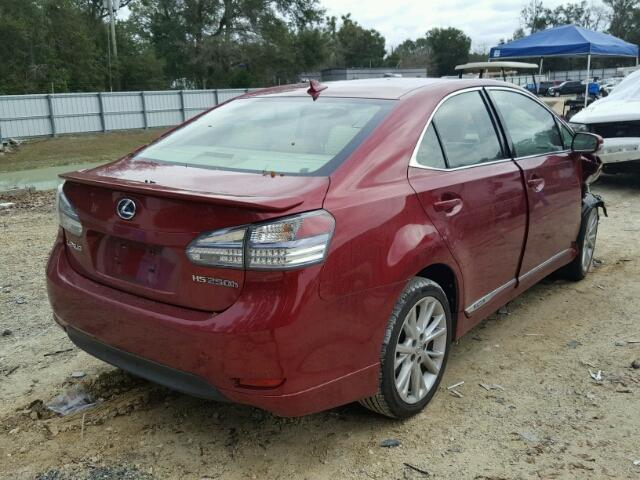 JTHBB1BA8A2002940 - 2010 LEXUS HS 250H BURGUNDY photo 4