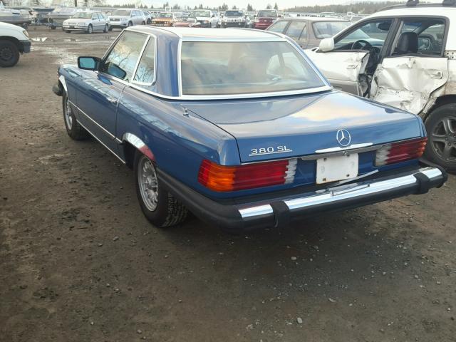 WDBBA45A6BB007913 - 1981 MERCEDES-BENZ 380 SL BLUE photo 3