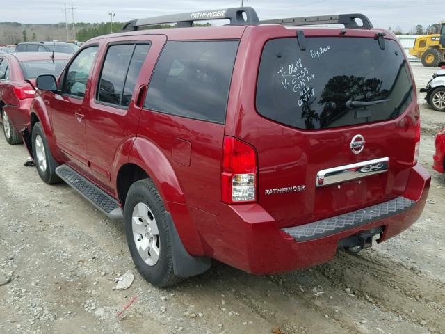 5N1AR18UX7C642253 - 2007 NISSAN PATHFINDER BURGUNDY photo 3