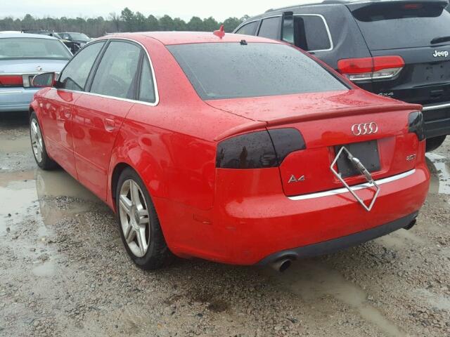 WAUAF78E77A070169 - 2007 AUDI A4 2 RED photo 3