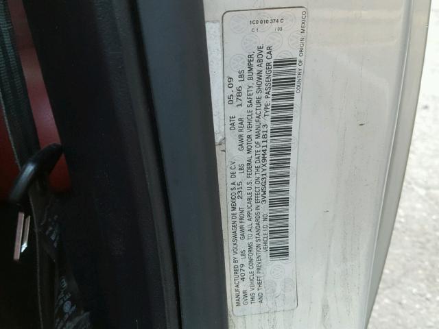 3VWSG31YX9M411813 - 2009 VOLKSWAGEN NEW BEETLE 银色 照片 10