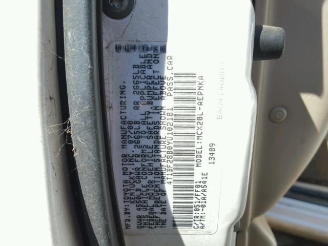 4T1BF28B0YU102181 - 2000 TOYOTA AVALON XL WHITE photo 10