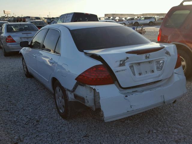 1HGCM56437A104285 - 2007 HONDA ACCORD LX WHITE photo 3