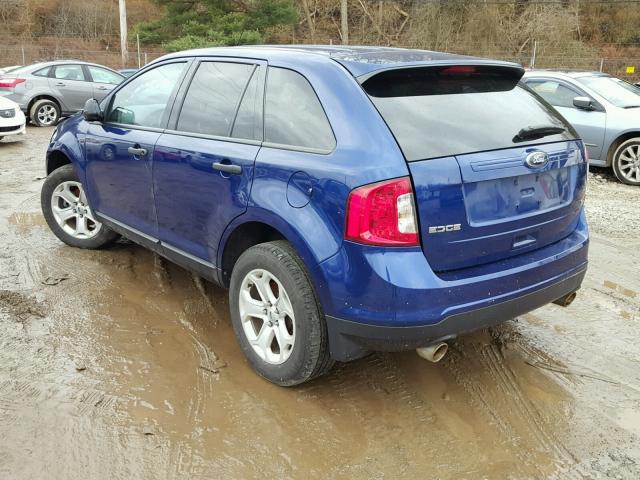 2FMDK4GC1EBA74998 - 2014 FORD EDGE SE BLUE photo 3