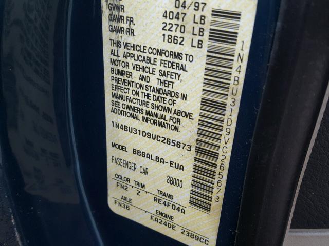 1N4BU31D9VC265673 - 1997 NISSAN ALTIMA XE BLUE photo 10