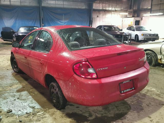 1B3ES46C61D175647 - 2001 DODGE NEON SE RED photo 3