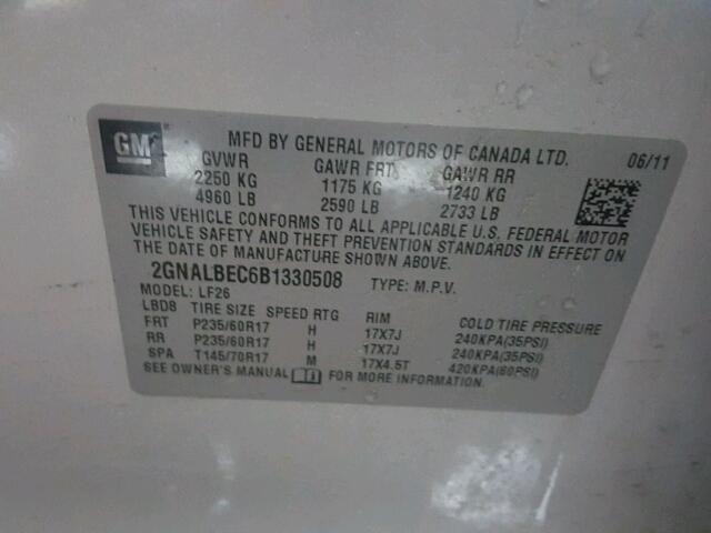 2GNALBEC6B1330508 - 2011 CHEVROLET EQUINOX LS SILVER photo 10