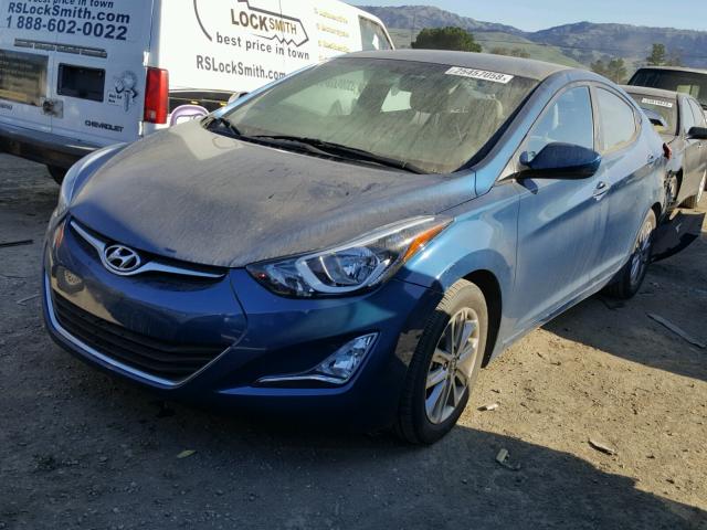 KMHDH4AE2GU619032 - 2016 HYUNDAI ELANTRA SE BLUE photo 2