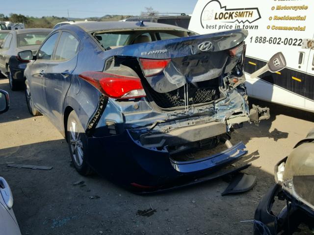 KMHDH4AE2GU619032 - 2016 HYUNDAI ELANTRA SE BLUE photo 3