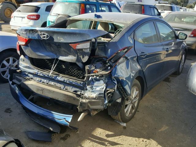 KMHDH4AE2GU619032 - 2016 HYUNDAI ELANTRA SE BLUE photo 4