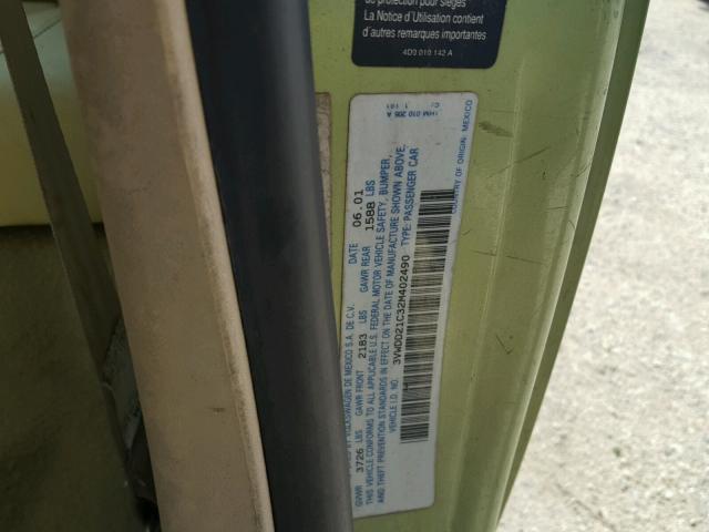 3VWDD21C32M402490 - 2002 VOLKSWAGEN NEW BEETLE 绿色 照片 10