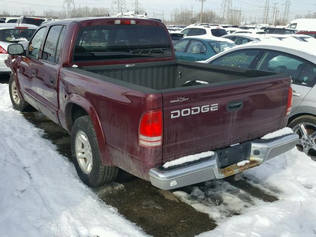 1B7HL48N02S724747 - 2002 DODGE DAKOTA QUA MAROON photo 3