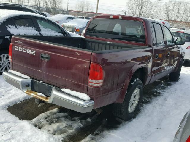 1B7HL48N02S724747 - 2002 DODGE DAKOTA QUA MAROON photo 4