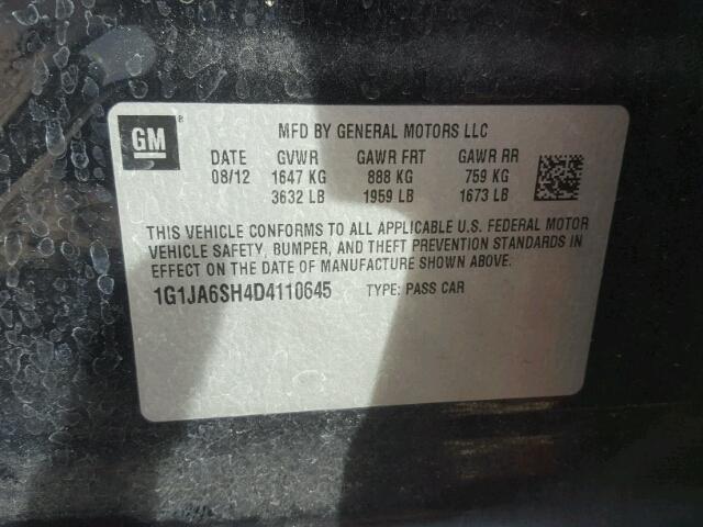 1G1JA6SH4D4110645 - 2013 CHEVROLET SONIC LS BLACK photo 10