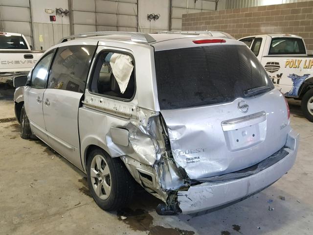 5N1BV28U58N101381 - 2008 NISSAN QUEST S SILVER photo 3