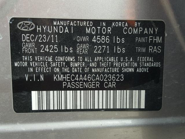 KMHEC4A46CA023623 - 2012 HYUNDAI SONATA HYB BLACK photo 10