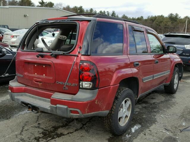 1GNDT13S222530402 - 2002 CHEVROLET TRAILBLAZE RED photo 4