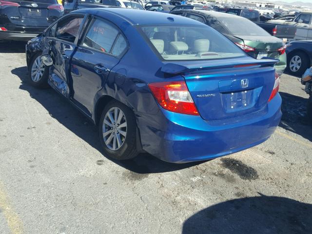 19XFB2F92CE325766 - 2012 HONDA CIVIC EXL BLUE photo 3