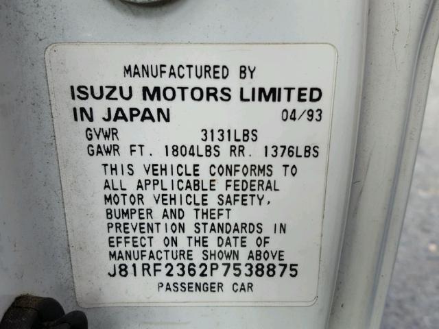 J81RF2362P7538875 - 1993 GEO STORM 白色 照片 10